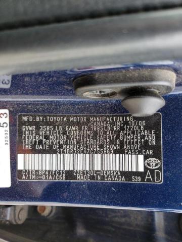 Photo 10 from auction – 2007 TOYOTA COROLLA CE with VIN 2T1BR32E47C755869