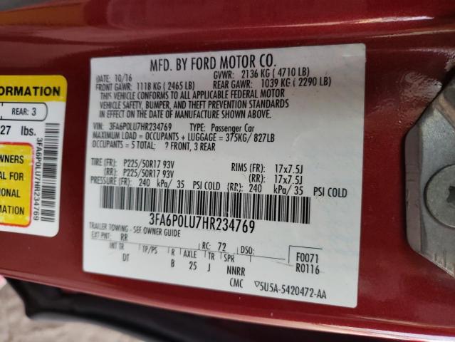 Photo 10 from auction – 2017 FORD FUSION SE with VIN 3FA6P0LU7HR234769