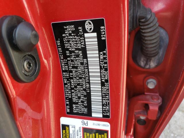 Photo 10 from auction – 2012 TOYOTA CAMRY BASE with VIN 4T1BF1FK3CU611798