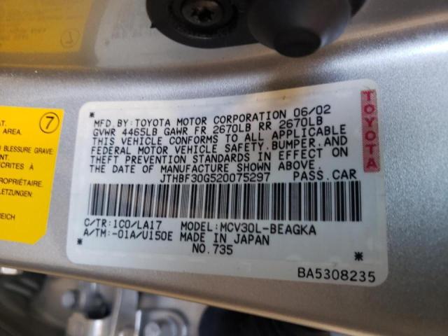 Photo 10 from auction – 2002 LEXUS ES 300 with VIN JTHBF30G520075297