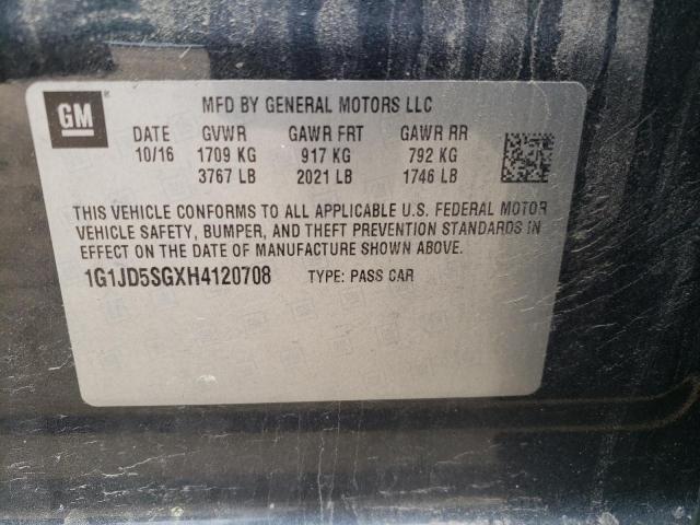 Photo 10 from auction – 2017 CHEVROLET SONIC LT with VIN 1G1JD5SGXH4120708