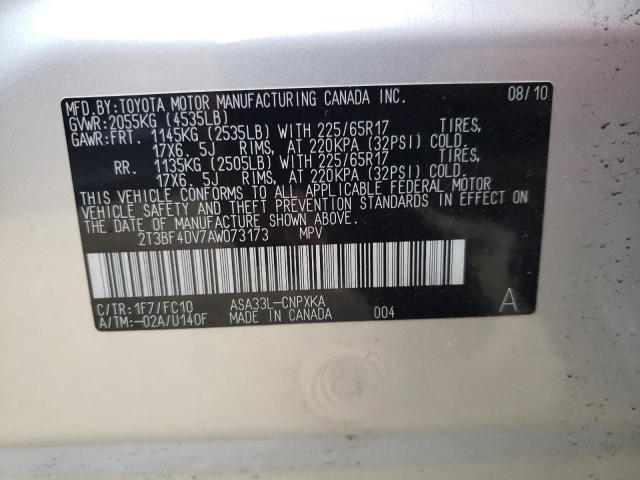 Photo 10 from auction – 2010 TOYOTA RAV4 with VIN 2T3BF4DV7AW073173
