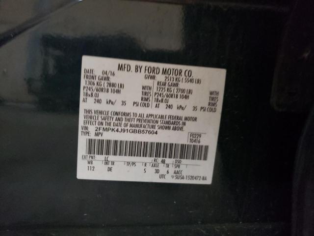 Photo 10 from auction – 2016 FORD EDGE SEL with VIN 2FMPK4J91GBB57604