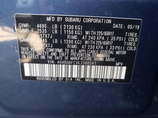 Photo 10 from auction – 2019 SUBARU OUTBACK 2. with VIN 4S4BSAFCXK3366541