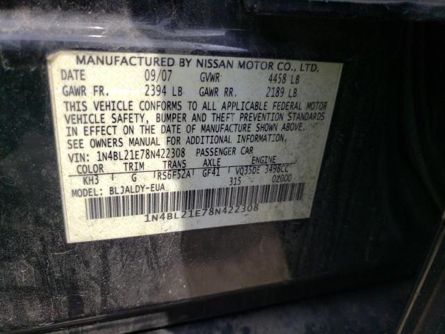 Photo 10 from auction – 2008 NISSAN ALTIMA 3.5 with VIN 1N4BL21E78N422308