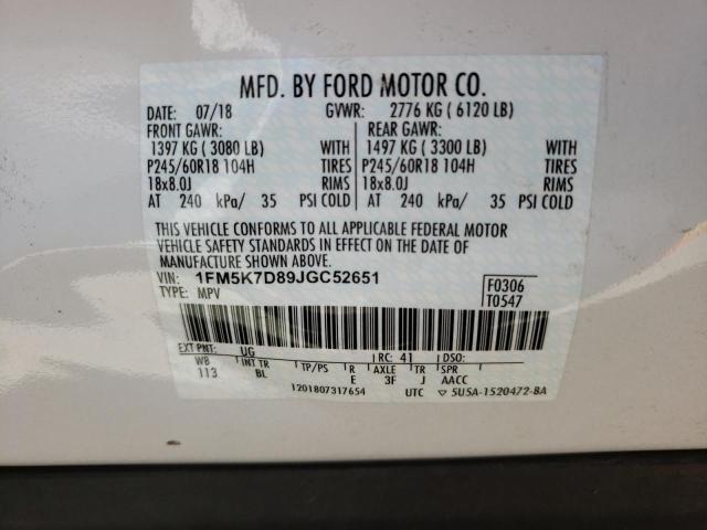 Photo 10 from auction – 2018 FORD EXPLORER X with VIN 1FM5K7D89JGC52651