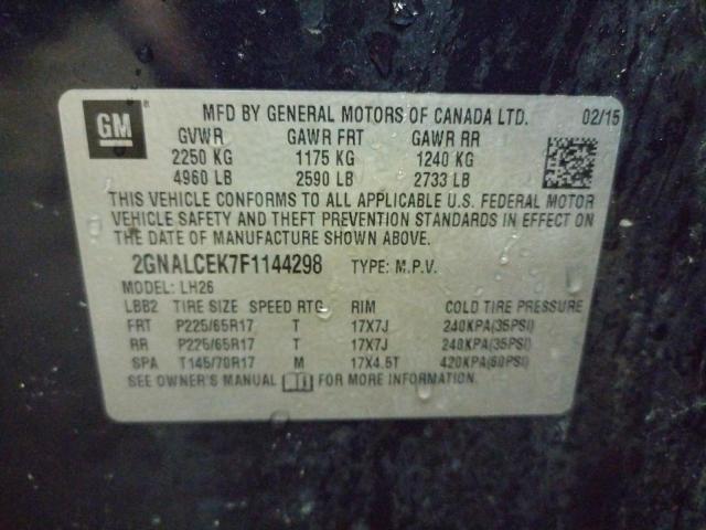 Photo 10 from auction – 2015 CHEVROLET EQUINOX LT with VIN 2GNALCEK7F1144298