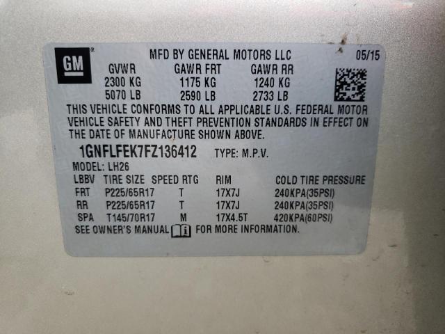 Photo 10 from auction – 2015 CHEVROLET EQUINOX LT with VIN 1GNFLFEK7FZ136412