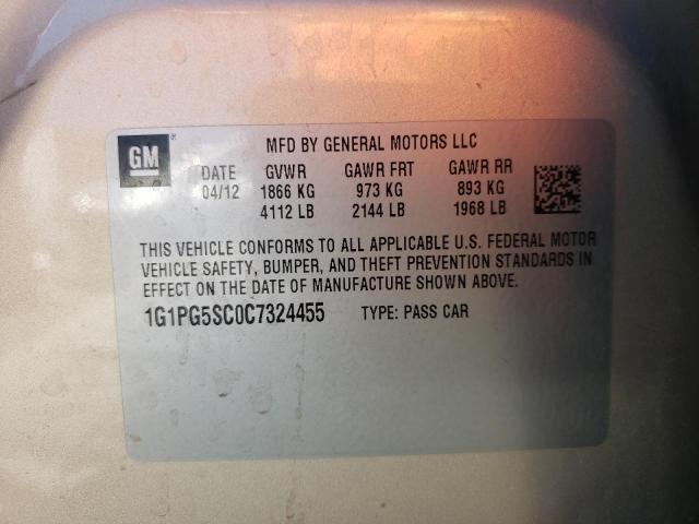 Photo 10 from auction – 2012 CHEVROLET CRUZE LT with VIN 1G1PG5SC0C7324455