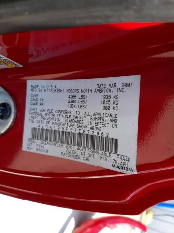 Photo 10 from auction – 2007 MITSUBISHI ECLIPSE SP with VIN 4A3AL25F57E073962
