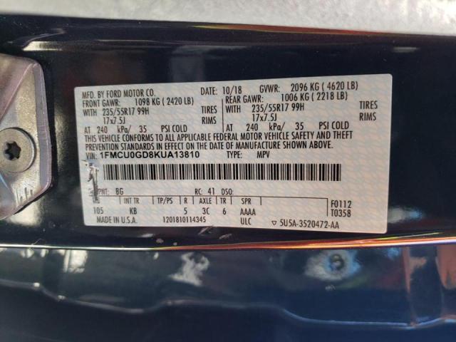 Photo 10 from auction – 2019 FORD ESCAPE SE with VIN 1FMCU0GD8KUA13810