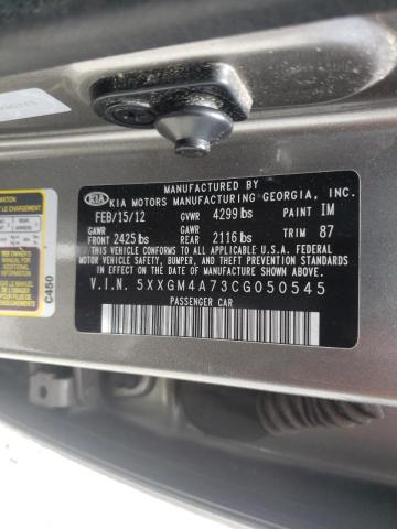 Photo 10 from auction – 2012 KIA OPTIMA LX with VIN 5XXGM4A73CG050545