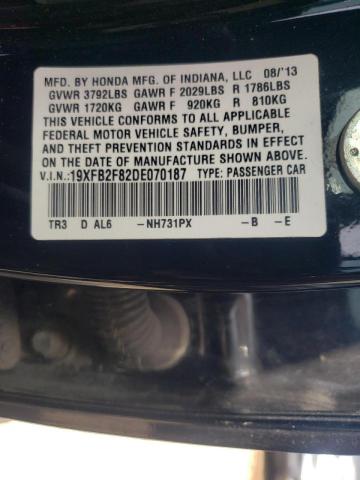 Photo 10 from auction – 2013 HONDA CIVIC EX with VIN 19XFB2F82DE070187