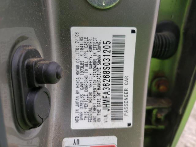 Photo 10 from auction – 2008 HONDA CIVIC with VIN JHMFA36268S031205