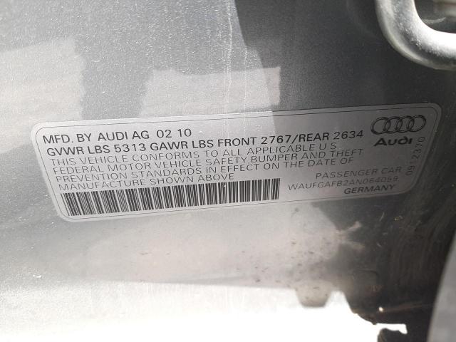 Photo 10 from auction – 2010 AUDI A6 PREMIUM with VIN WAUFGAFB2AN064059