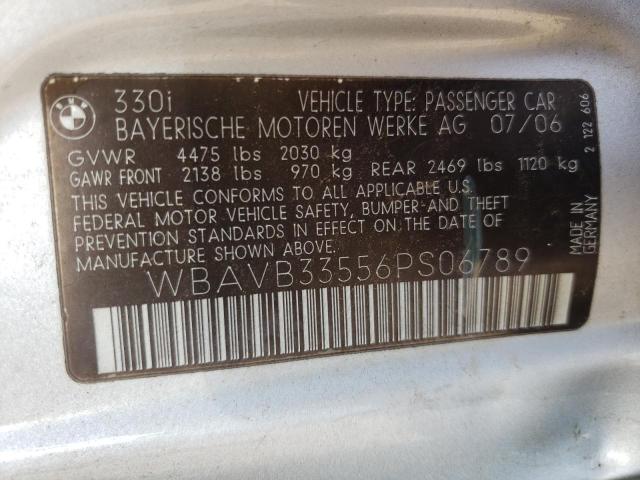 Photo 10 from auction – 2006 BMW 330 I with VIN WBAVB33556PS06789