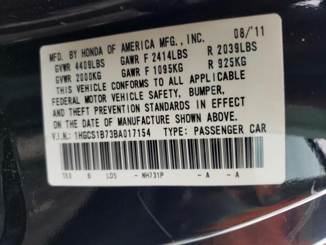 Photo 10 from auction – 2011 HONDA ACCORD EX with VIN 1HGCS1B73BA017154