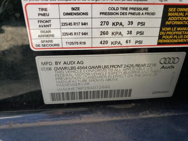 Photo 10 from auction – 2009 AUDI A3 2.0T with VIN WAUHE78P29A012444