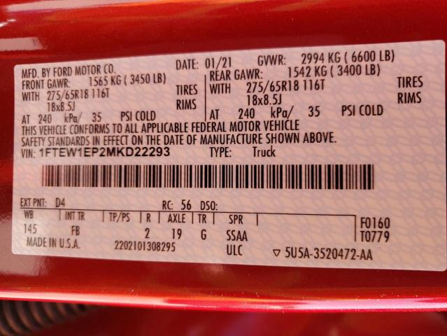 Photo 10 from auction – 2021 FORD F150 SUPER with VIN 1FTEW1EP2MKD22293