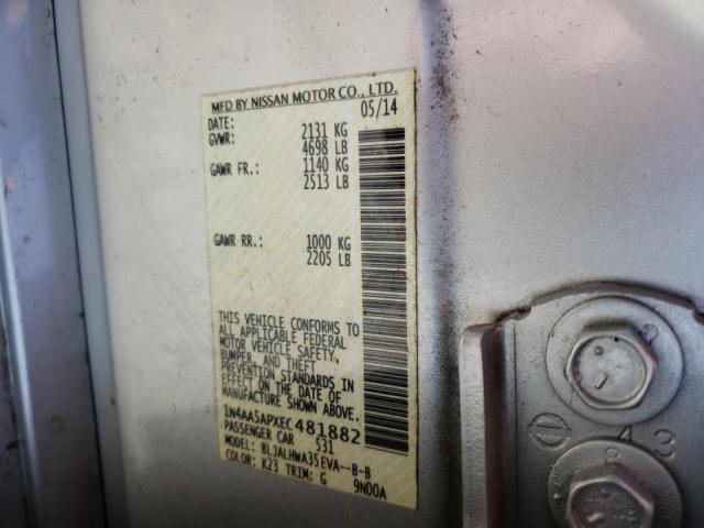 Photo 10 from auction – 2014 NISSAN MAXIMA S with VIN 1N4AA5APXEC481882