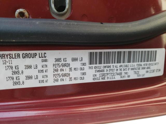 Photo 10 from auction – 2012 DODGE RAM 1500 L with VIN 1C6RD7PT7CS174488