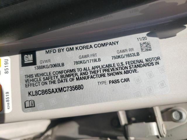 Photo 10 from auction – 2021 CHEVROLET SPARK LS with VIN KL8CB6SAXMC735680