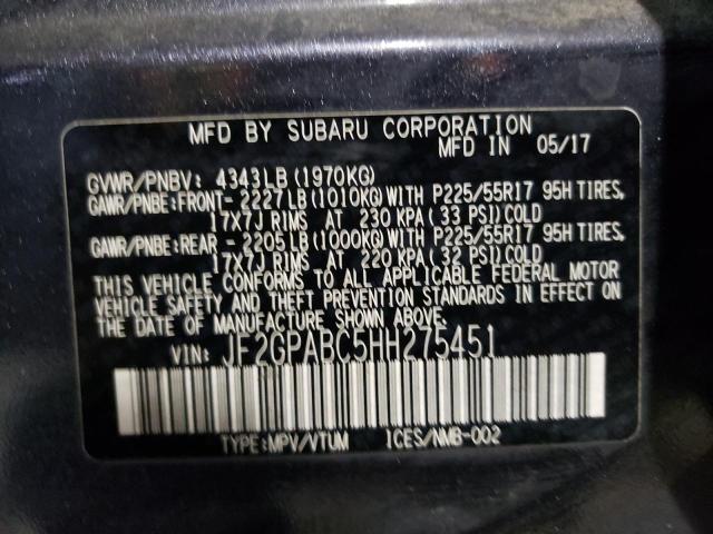 Photo 10 from auction – 2017 SUBARU CROSSTREK with VIN JF2GPABC5HH275451