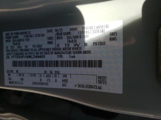 Photo 10 from auction – 2021 FORD RANGER XL with VIN 1FTER4FH9MLD49405