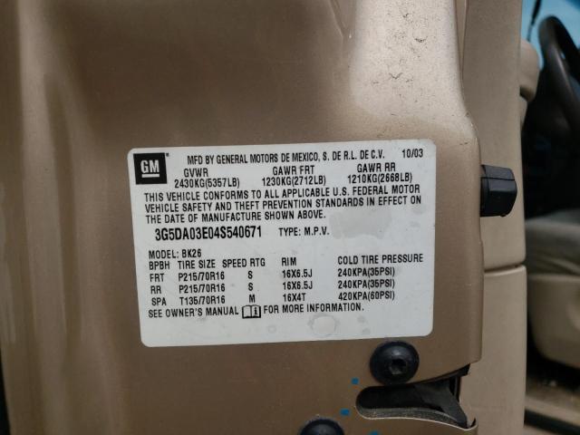 Photo 10 from auction – 2004 BUICK RENDEZVOUS with VIN 3G5DA03E04S540671