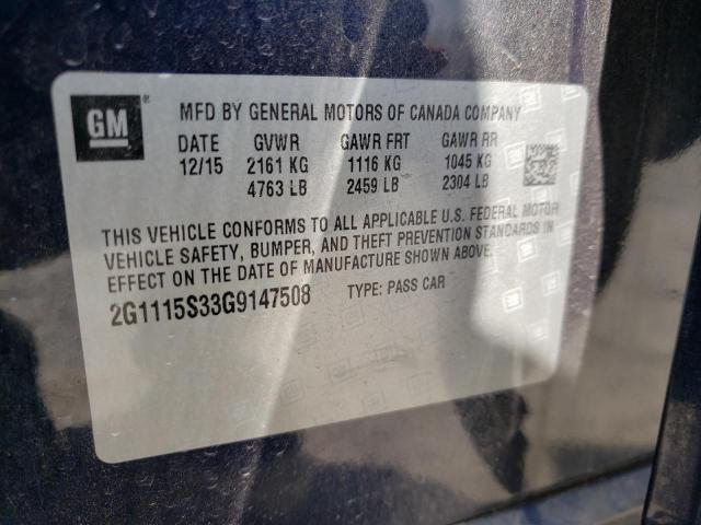 Photo 10 from auction – 2016 CHEVROLET IMPALA LT with VIN 2G1115S33G9147508