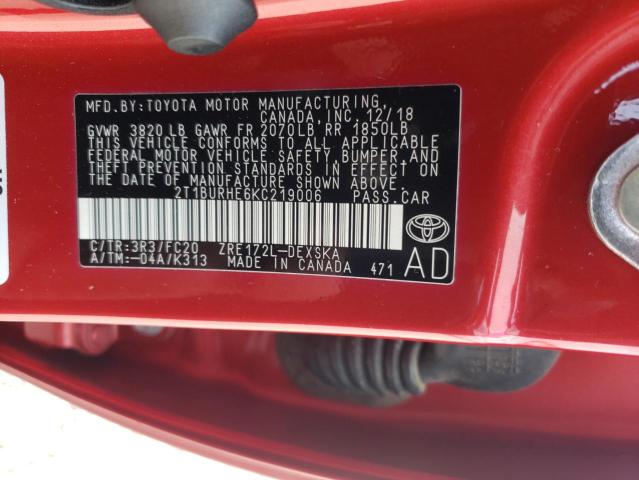 Photo 10 from auction – 2019 TOYOTA COROLLA L with VIN 2T1BURHE6KC219006