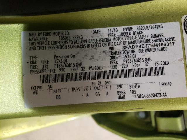 Photo 10 from auction – 2011 FORD FIESTA SE with VIN 3FADP4EJ7BM166317