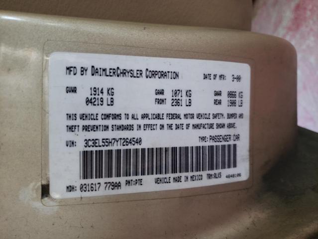 Photo 10 from auction – 2000 CHRYSLER SEBRING JX with VIN 3C3EL55H7YT264540