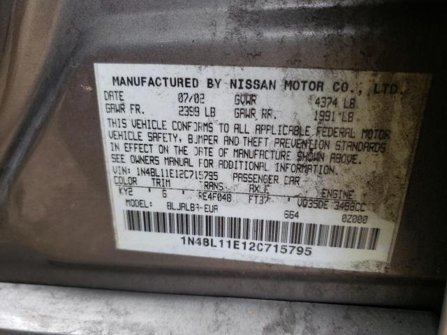 Photo 10 from auction – 2002 NISSAN ALTIMA SE with VIN 1N4BL11E12C715795