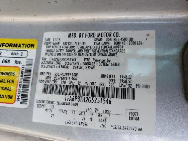 Photo 10 from auction – 2016 FORD MUSTANG with VIN 1FA6P8TH2G5251546