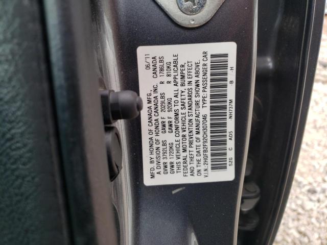 Zdjęcie 10 z aukcji – 2012 HONDA CIVIC EXL z VIN 2HGFB2F92CH307046