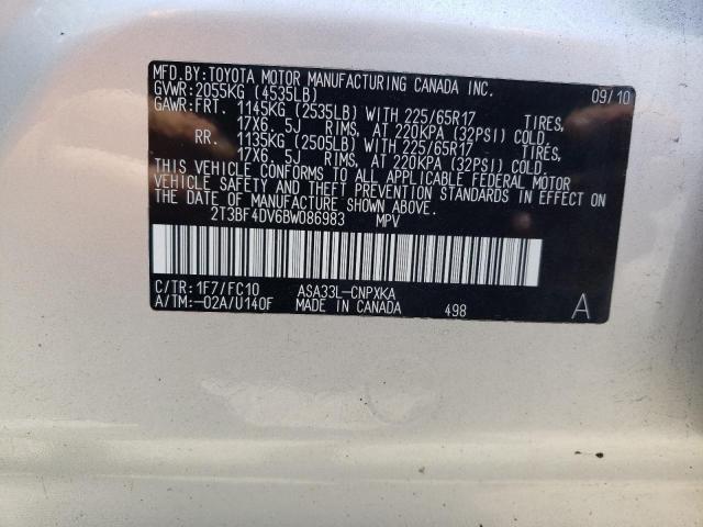 Photo 10 from auction – 2011 TOYOTA RAV4 with VIN 2T3BF4DV6BW086983