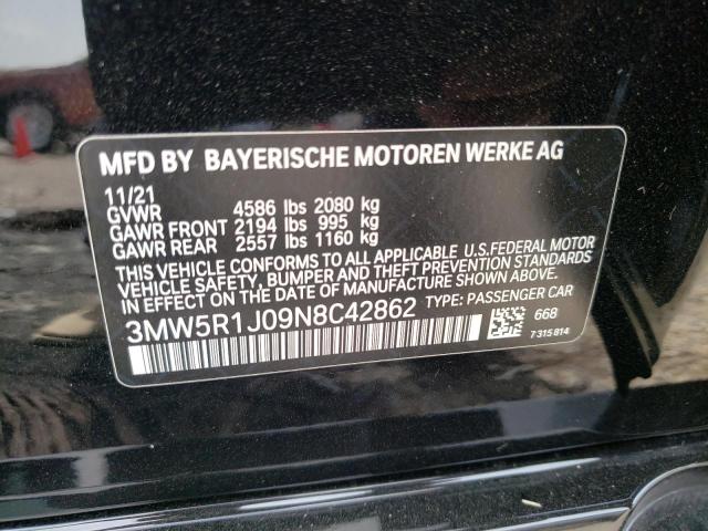 Photo 10 from auction – 2022 BMW 330I with VIN 3MW5R1J09N8C42862