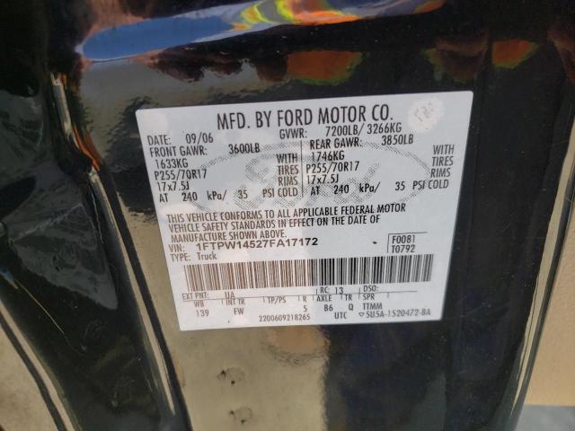 Photo 10 from auction – 2007 FORD F150 SUPER with VIN 1FTPW14527FA17172
