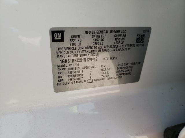 Photo 10 from auction – 2017 GMC YUKON SLT with VIN 1GKS1BKC2HR129412