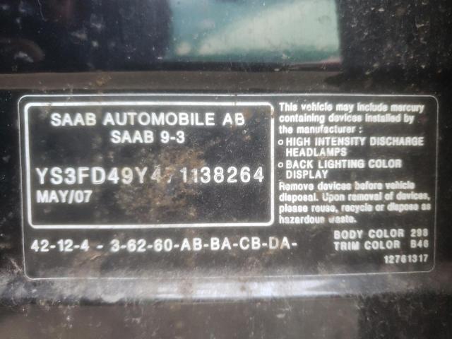 Фото 10 с аукциона – 2007 SAAB 9-3 2.0T с VIN YS3FD49Y471138264