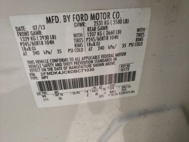 Photo 10 from auction – 2013 FORD EDGE SEL with VIN 2FMDK4JC8DBC71030