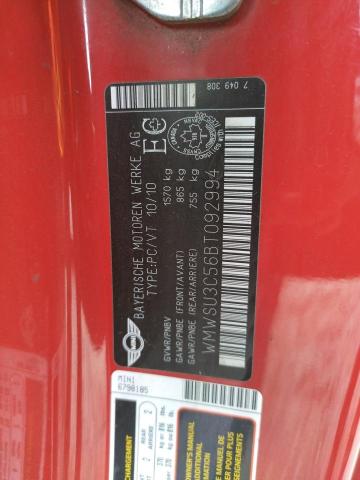 Photo 10 from auction – 2011 MINI COOPER with VIN WMWSU3C56BT092994
