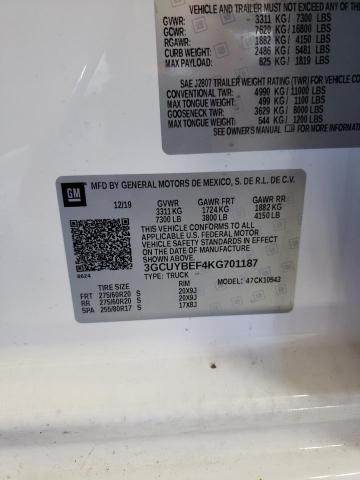 Photo 10 from auction – 2019 CHEVROLET SILVERADO with VIN 3GCUYBEF4KG701187