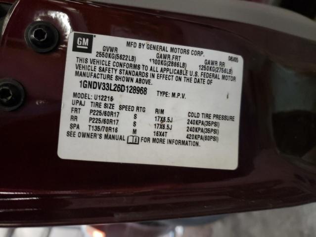 Photo 10 from auction – 2006 CHEVROLET UPLANDER L with VIN 1GNDV33L26D128968