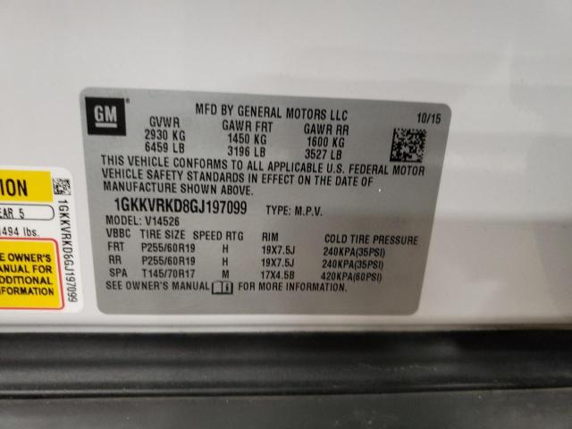 Photo 10 from auction – 2016 GMC ACADIA SLT with VIN 1GKKVRKD8GJ197099
