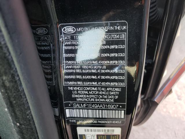 Photo 10 from auction – 2010 LAND ROVER RANGE ROVE with VIN SALMF1E49AA316907