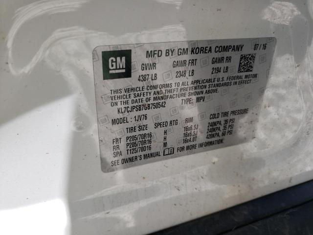 Photo 10 from auction – 2016 CHEVROLET TRAX 1LT with VIN KL7CJPSB7GB750542