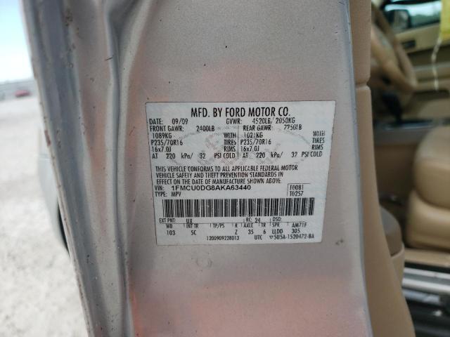 Photo 10 from auction – 2010 FORD ESCAPE XLT with VIN 1FMCU0DG8AKA63440