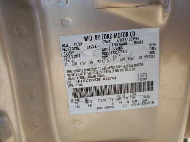 Photo 10 from auction – 2008 FORD F150 with VIN 1FTRX12W28FA48764